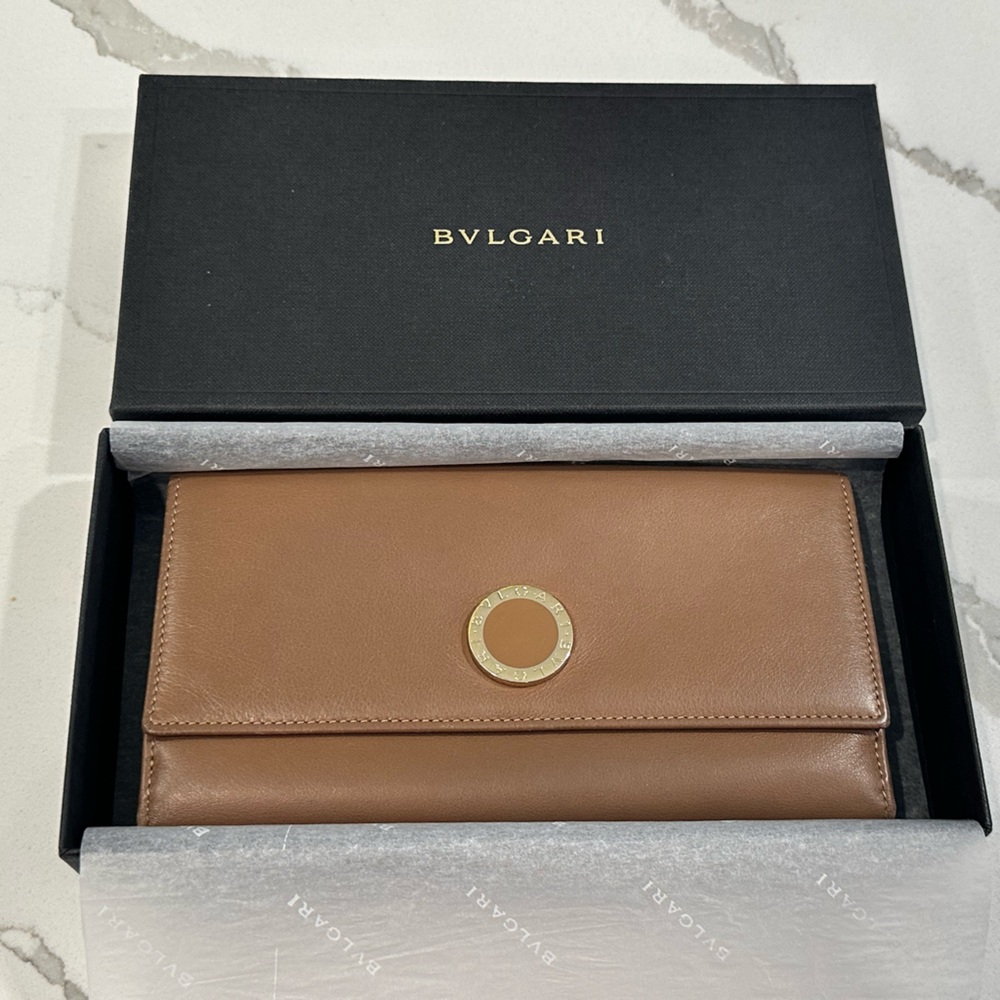 Bvlgari Tan Leather Continental Wallet